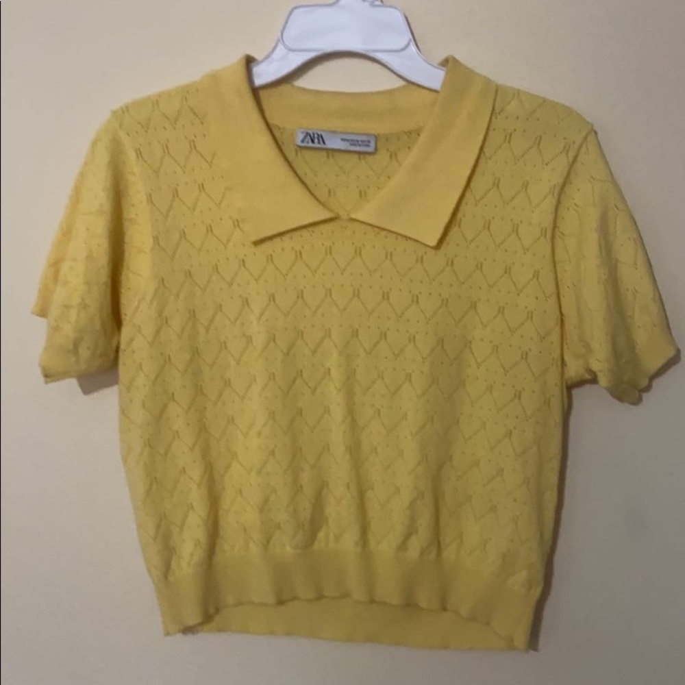 ZARA Knit Pointelle Polo Shirt
